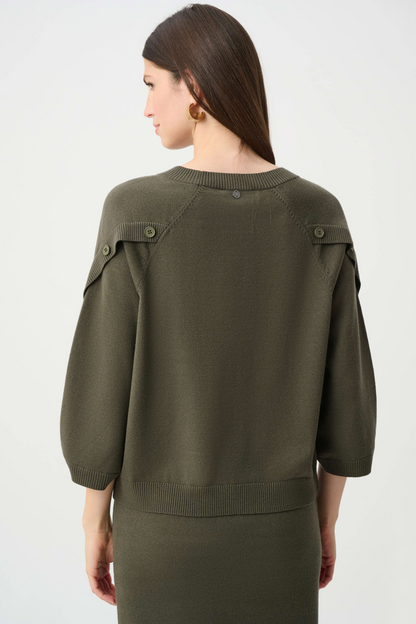 JR Brushed Viscose and Nylon Knit Tulip Sleeve Sweater 263935