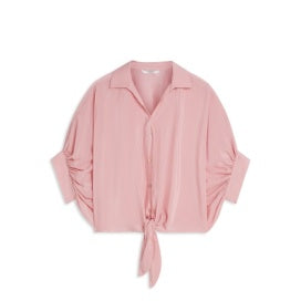 Summum Glossy Blouse with Bow in Rose Quartz