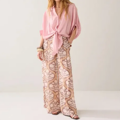 Summum Glossy Blouse with Bow in Rose Quartz