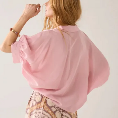 Summum Glossy Blouse with Bow in Rose Quartz