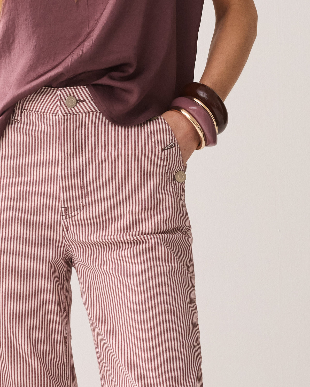 Summum Striped Flared Trousers