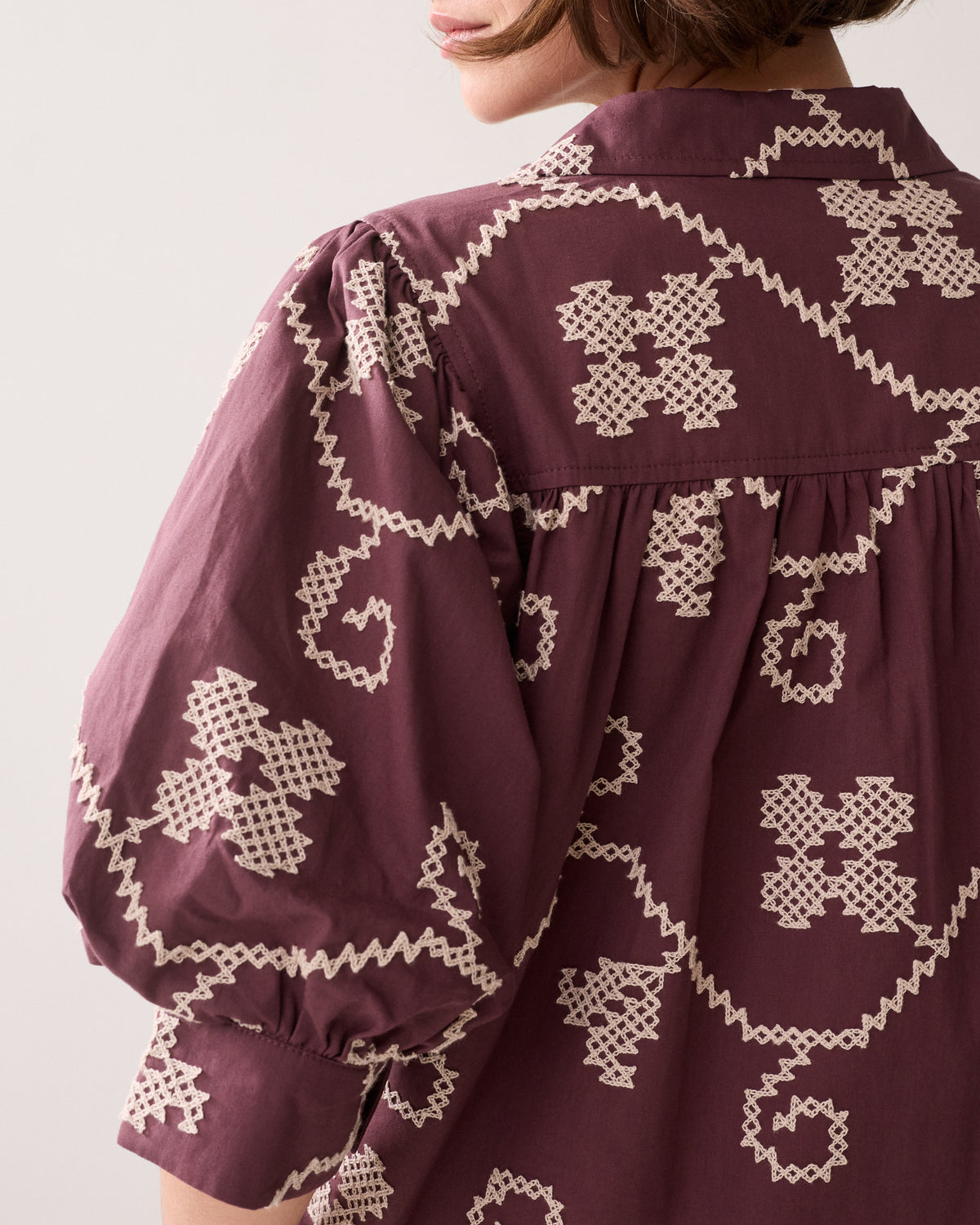 Summum Embroidered Blouse with Contrast