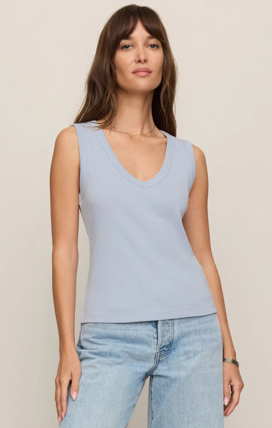 Z Supply Ellie Rib V-Neck Tank Skyline