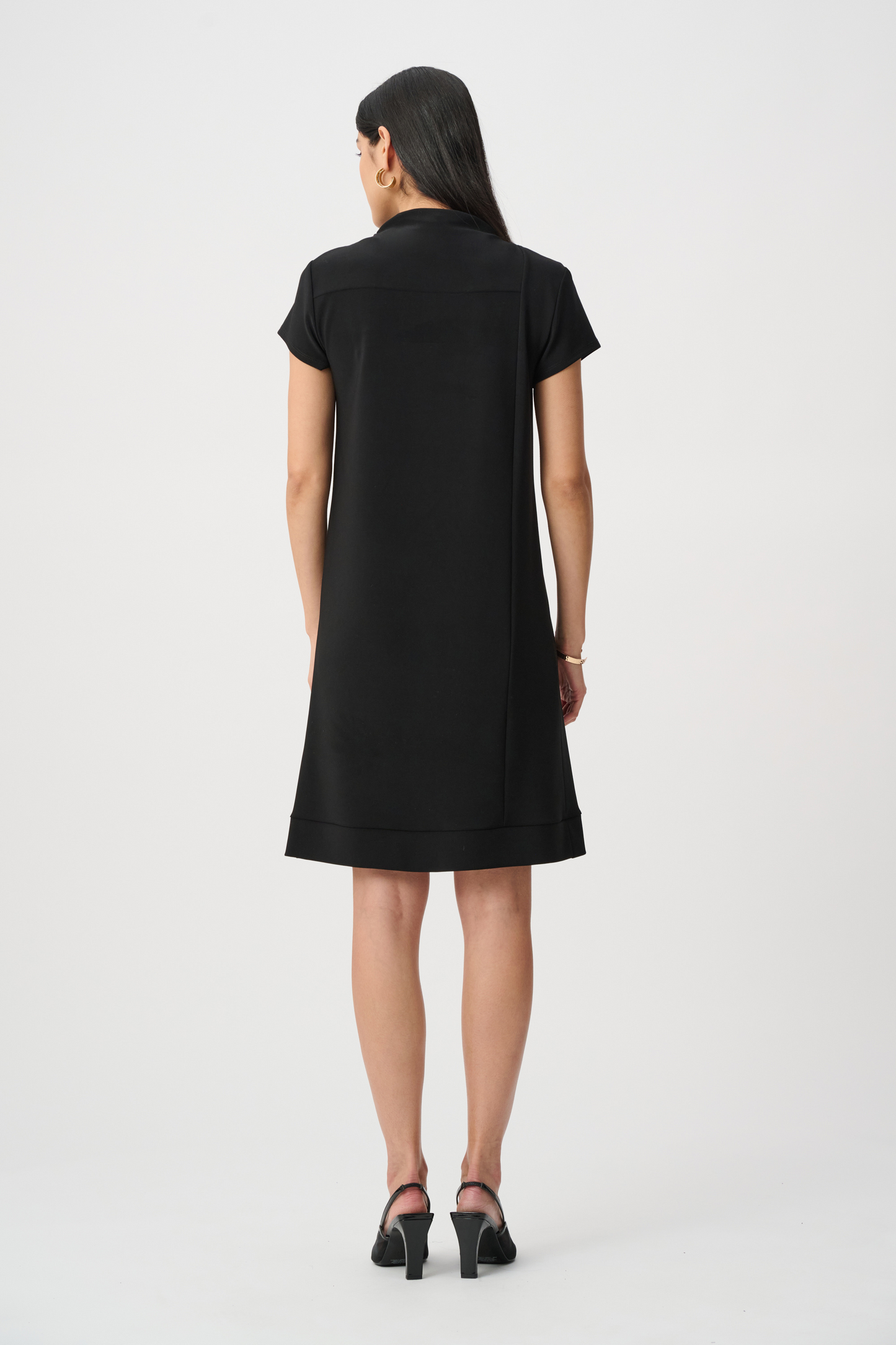 JR Leatherette and Silky Knit Mock-Neck Straight Dress