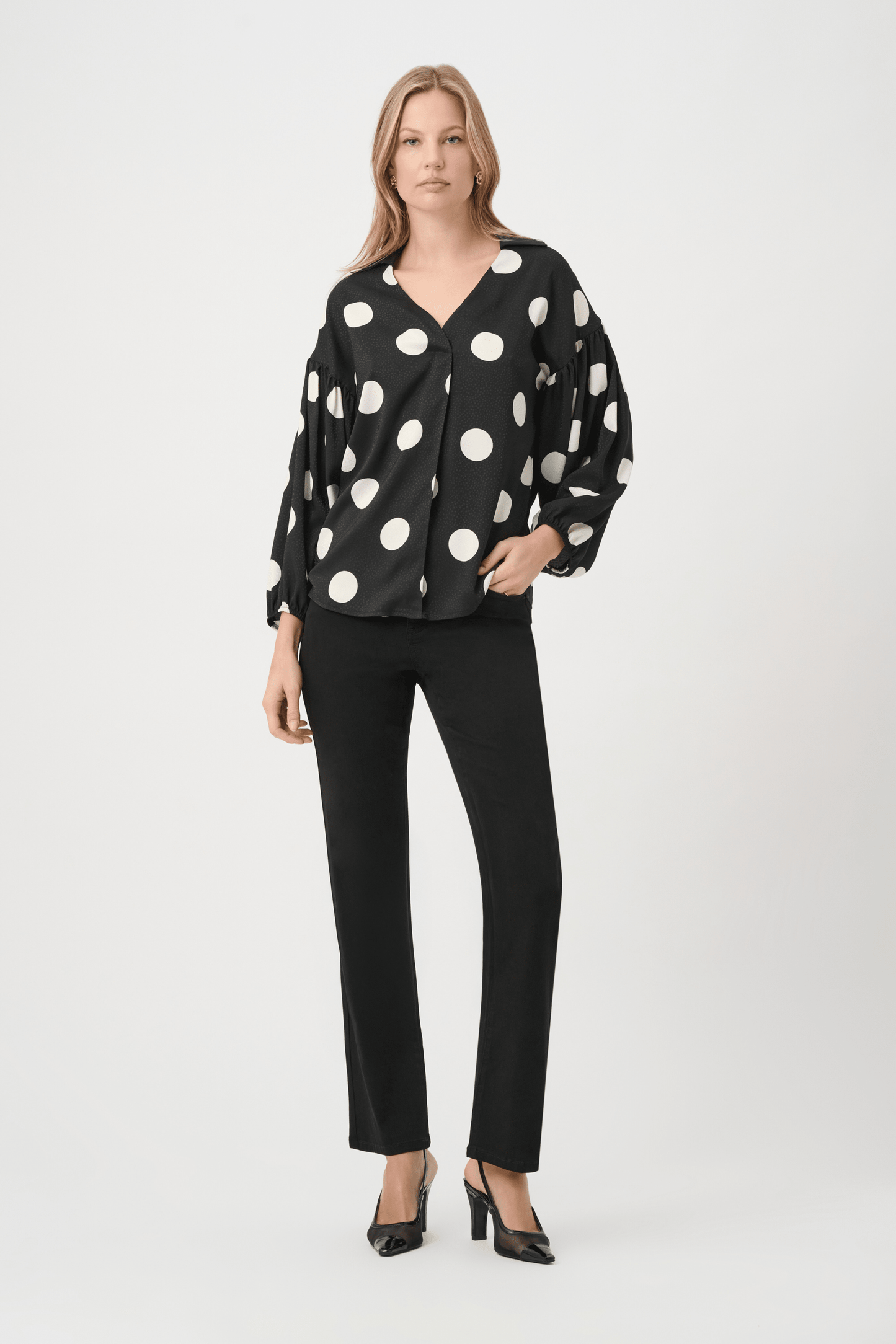 JR Polka Dot Satin Top 264114 - AtelierTop WomenJoseph Ribkoff