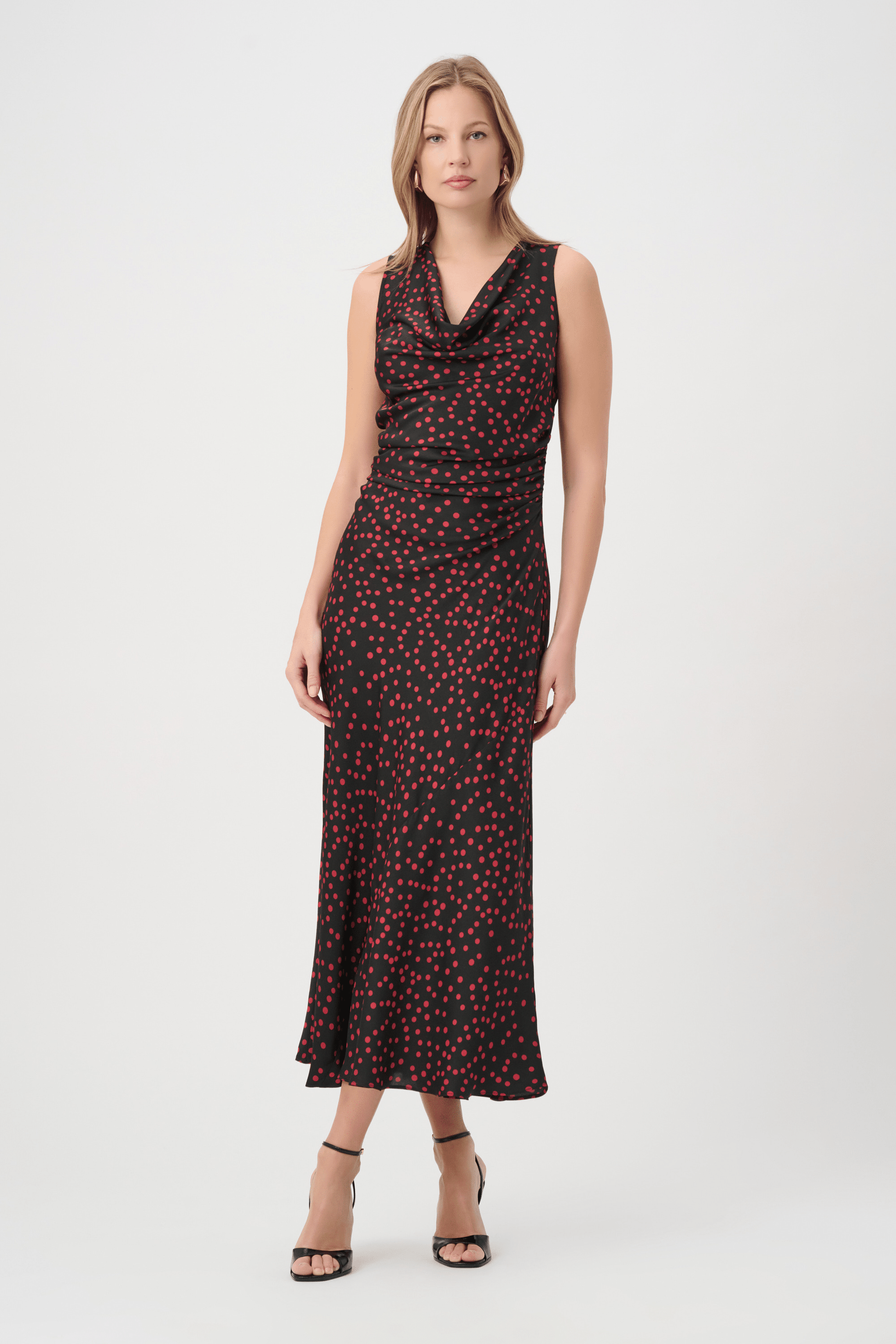 JR Polka Dot Recycled Satin A-Line Dress 264210 - AtelierDress WomenJoseph Ribkoff
