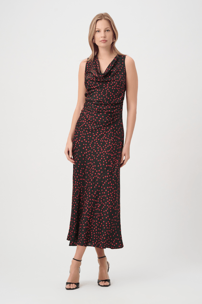 JR Polka Dot Recycled Satin A-Line Dress 264210 - AtelierDress WomenJoseph Ribkoff