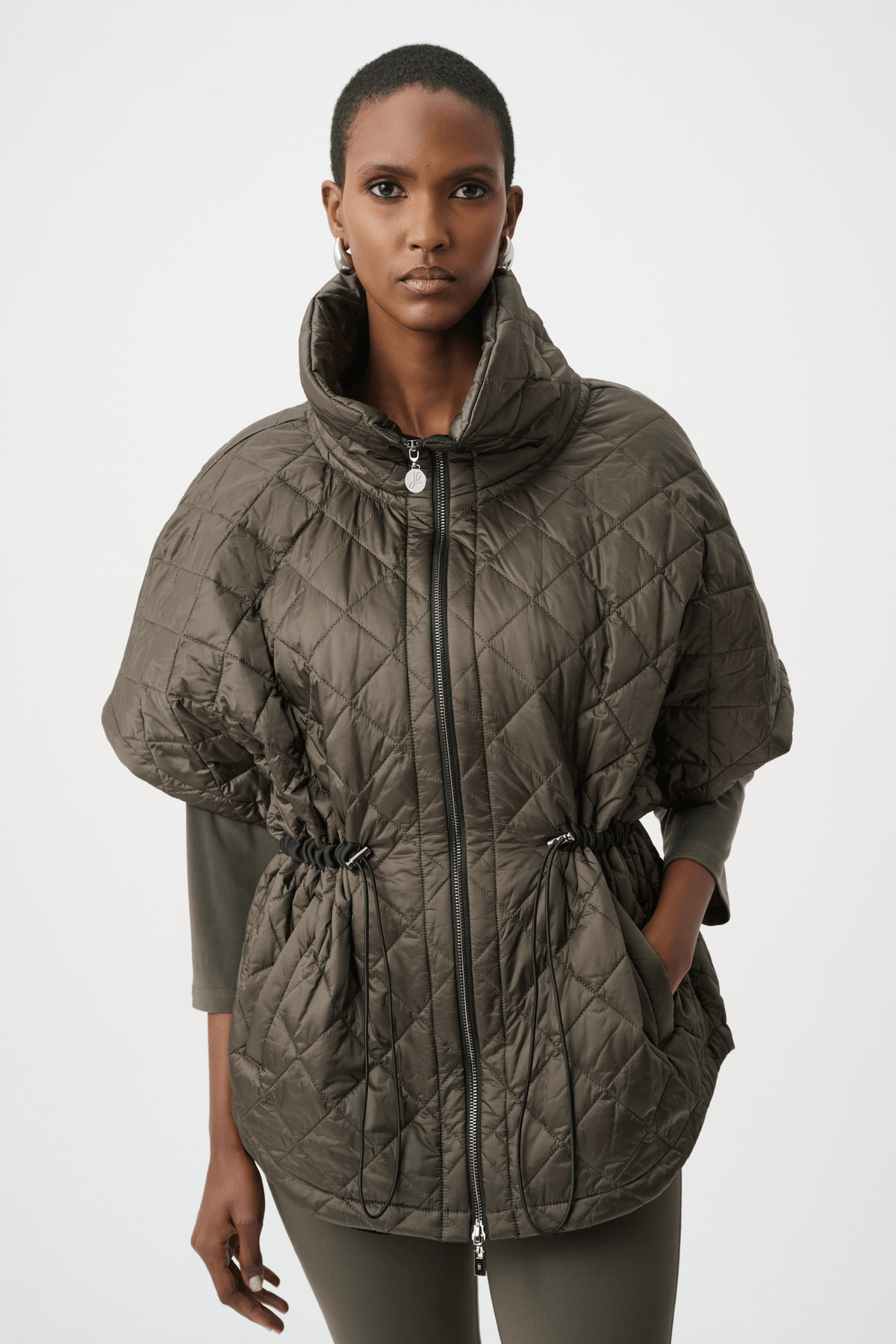 JR Quilted Nylon Shawl-Neck Boxy Vest 263643 - AtelierVest WomenJoseph Ribkoff