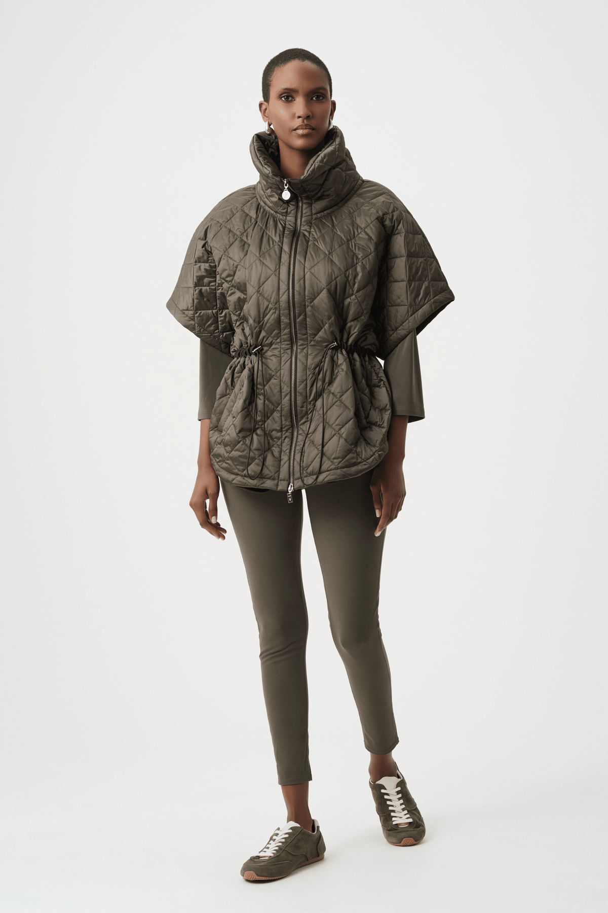 JR Quilted Nylon Shawl-Neck Boxy Vest 263643 - AtelierVest WomenJoseph Ribkoff