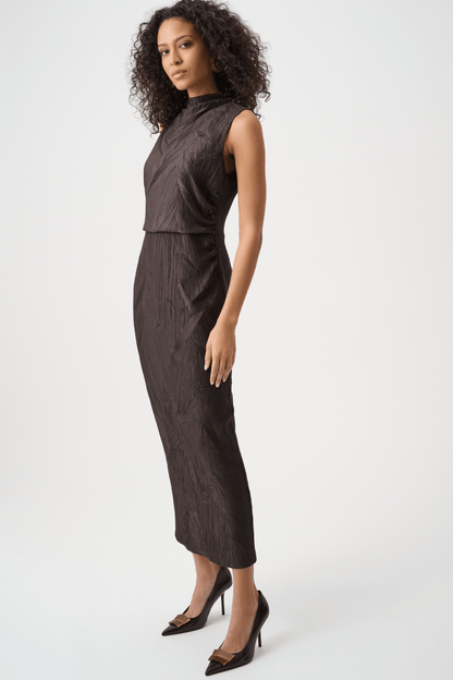 JR Pleated Satin Sleeveless Midi Dress 263147 - AtelierDress WomenJoseph Ribkoff