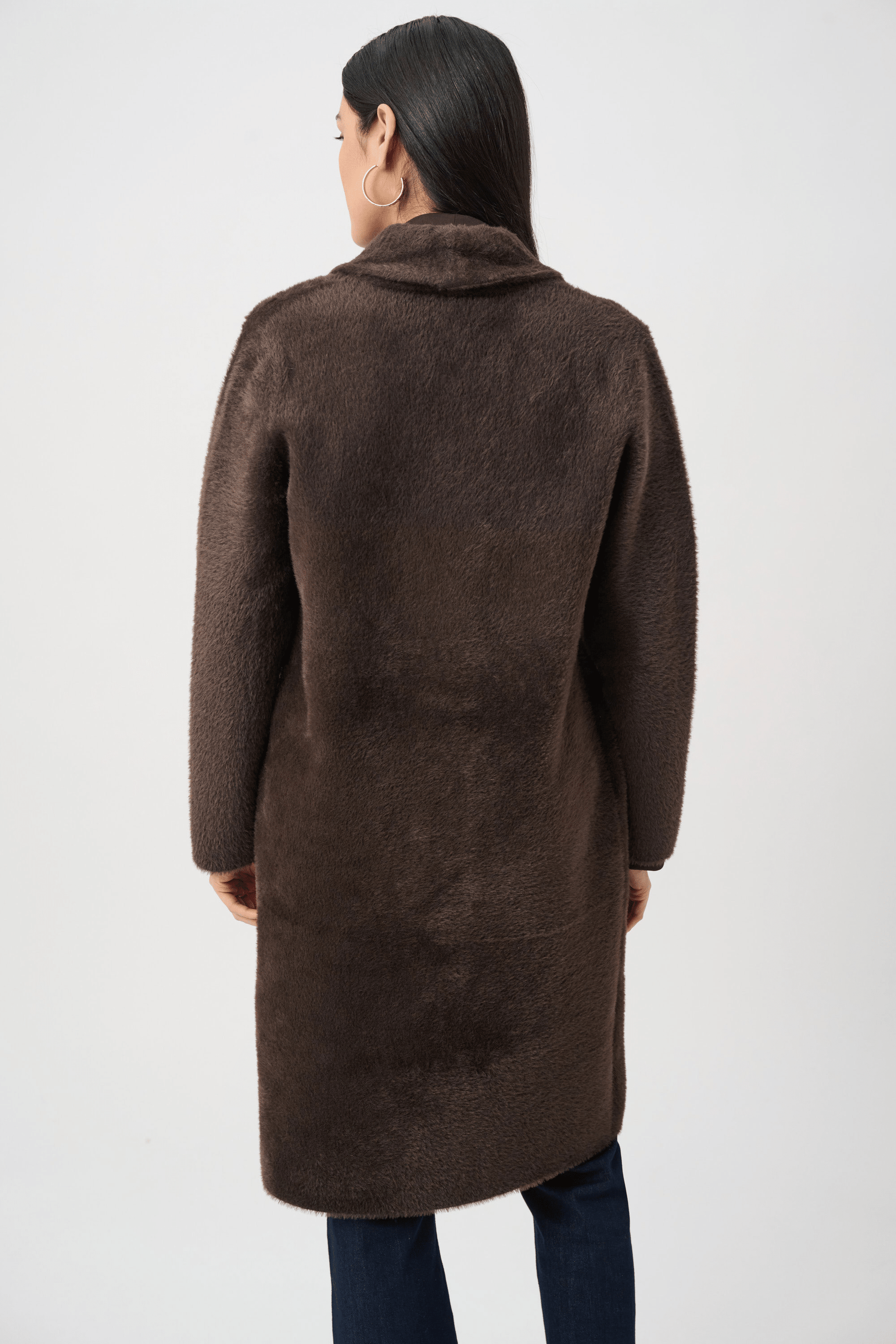 JR Feather Yarn Knit Coat with Detachable Faux Fur Collar 263973 - AtelierCoat WomenJoseph Ribkoff