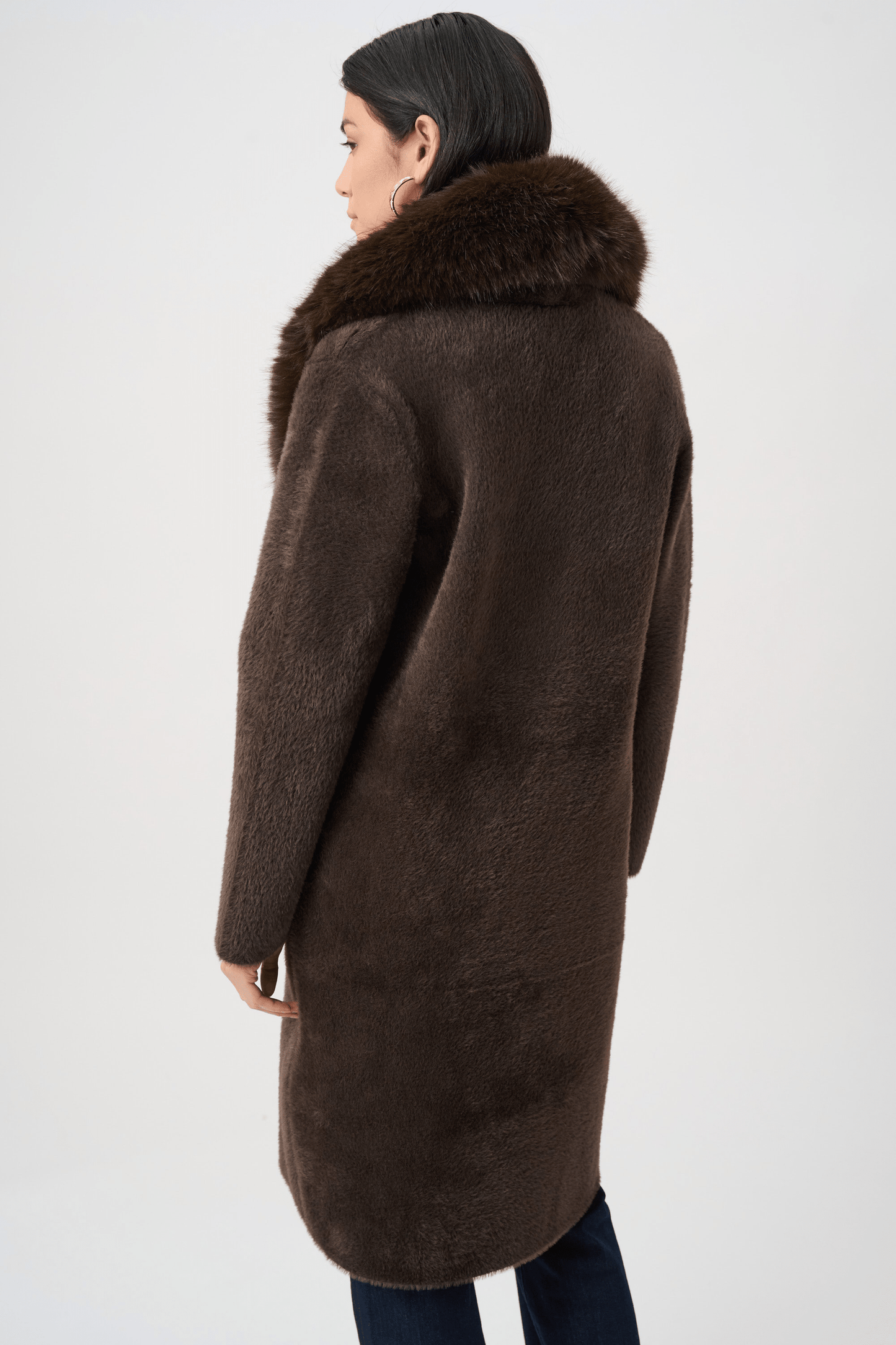 JR Feather Yarn Knit Coat with Detachable Faux Fur Collar 263973 - AtelierCoat WomenJoseph Ribkoff