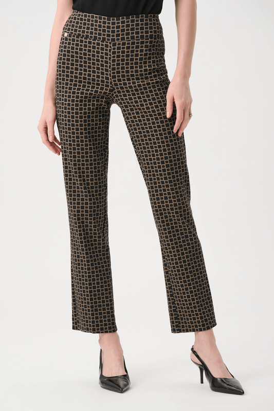 JR Geometric Jacquard Straight Pull On Pant 263138 Beige Black