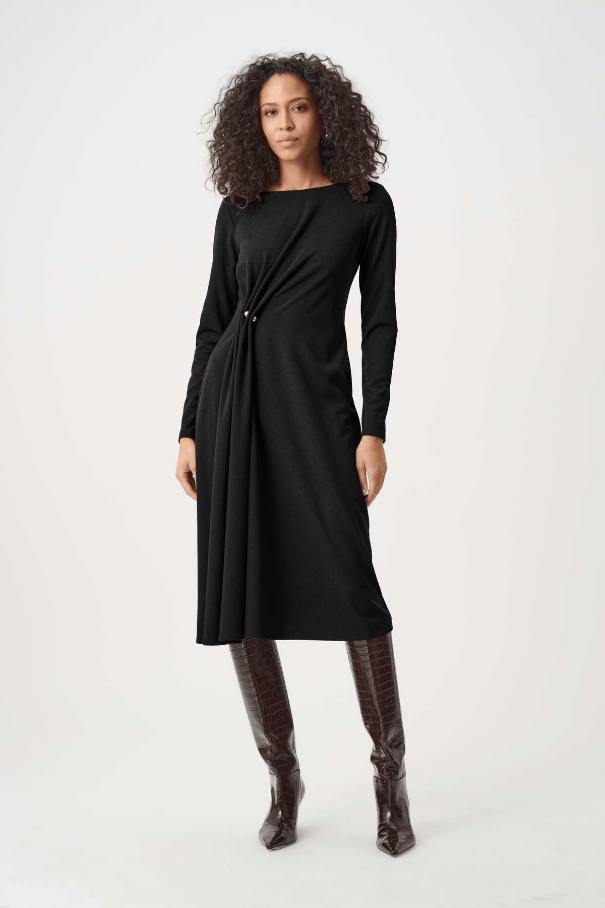JR Scuba Crepe Draped Front Sheath Dress 263178 - AtelierDress WomenJoseph Ribkoff