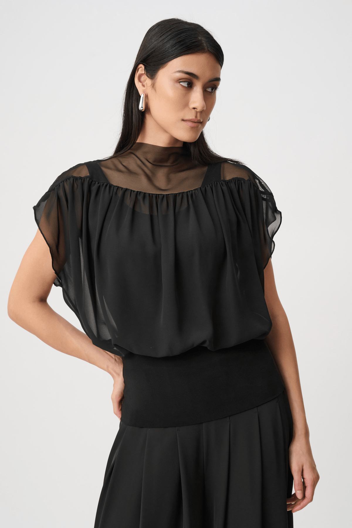 JR Chiffon and Silky Knit Blouson Top 263198