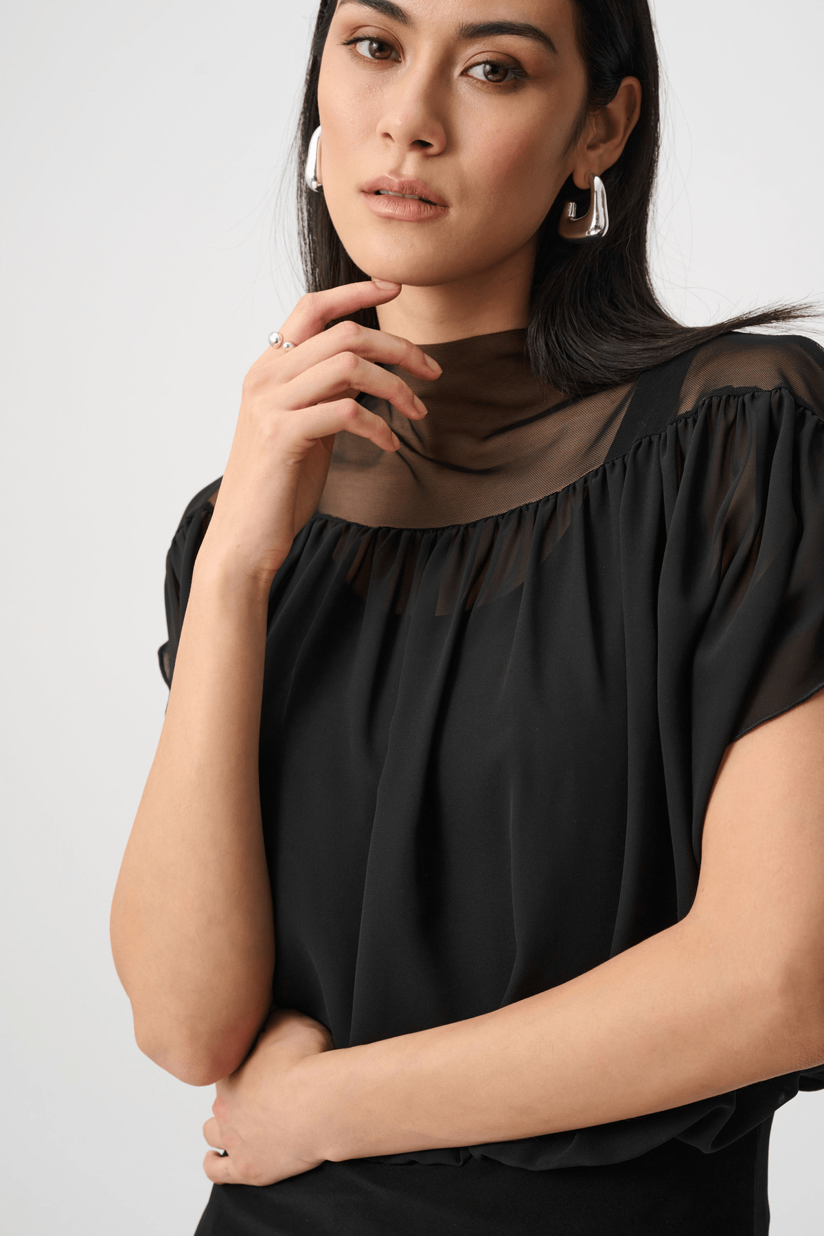 JR Chiffon and Silky Knit Blouson Top 263198