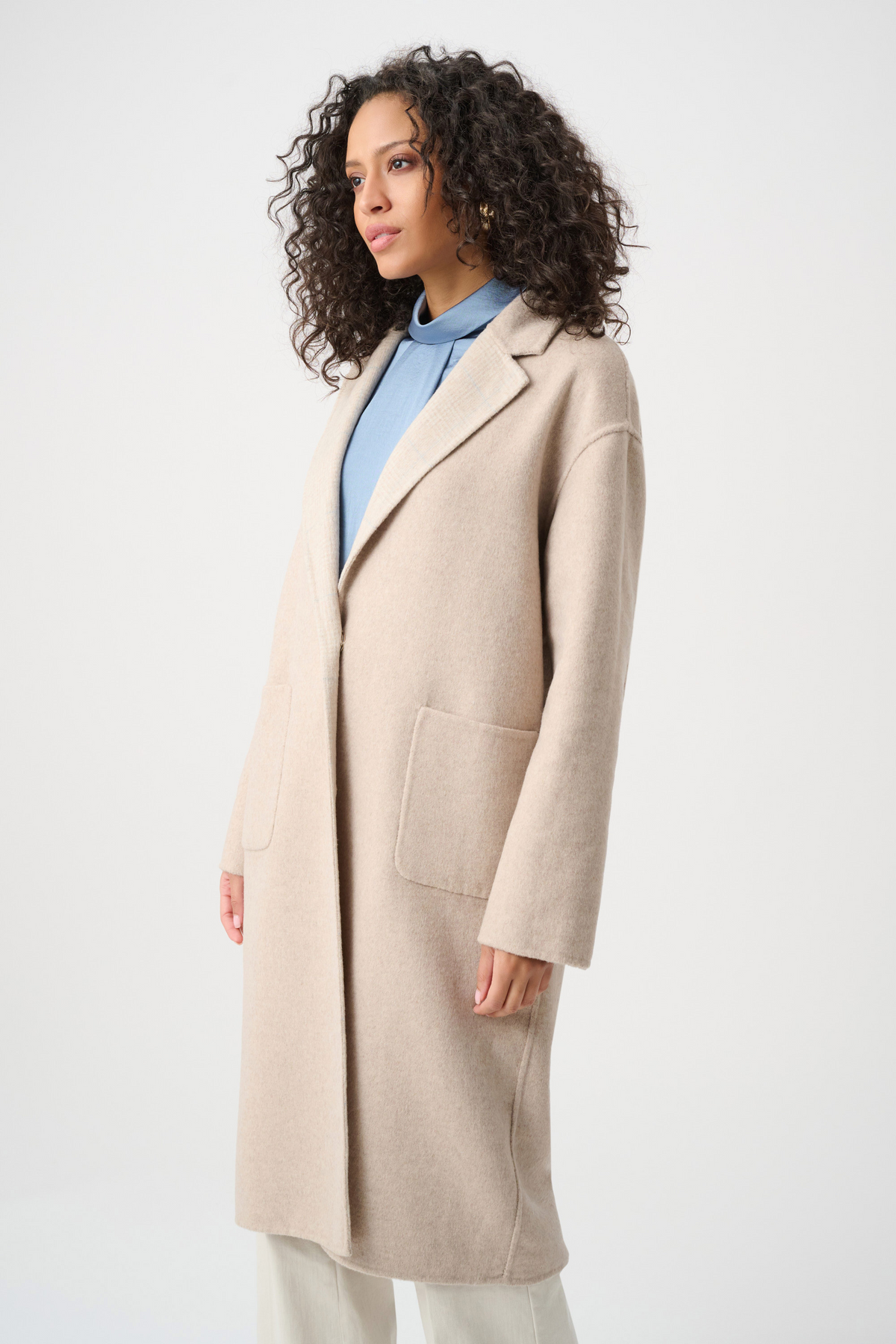 JR Wool Blend Plaid Reversible Boxy Coat 263913