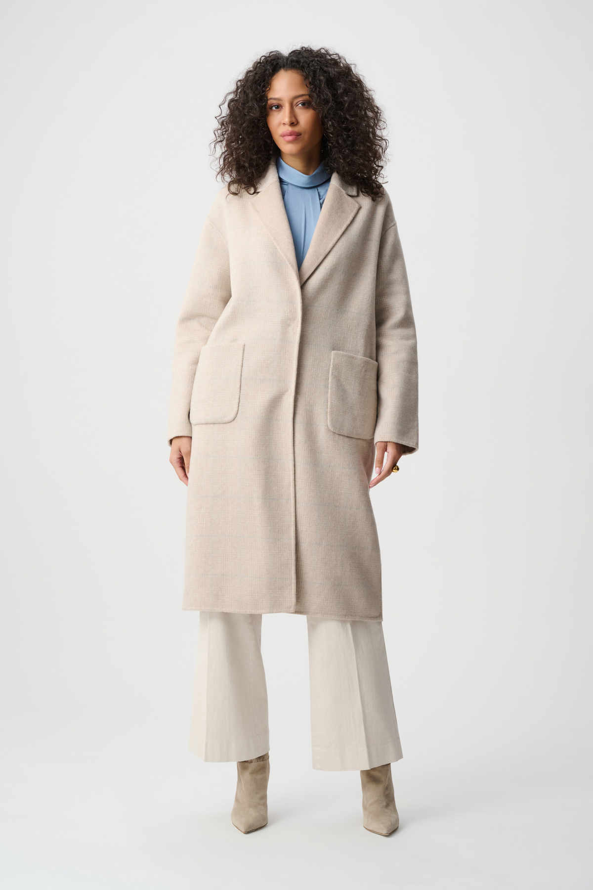 JR Wool Blend Plaid Reversible Boxy Coat 263913