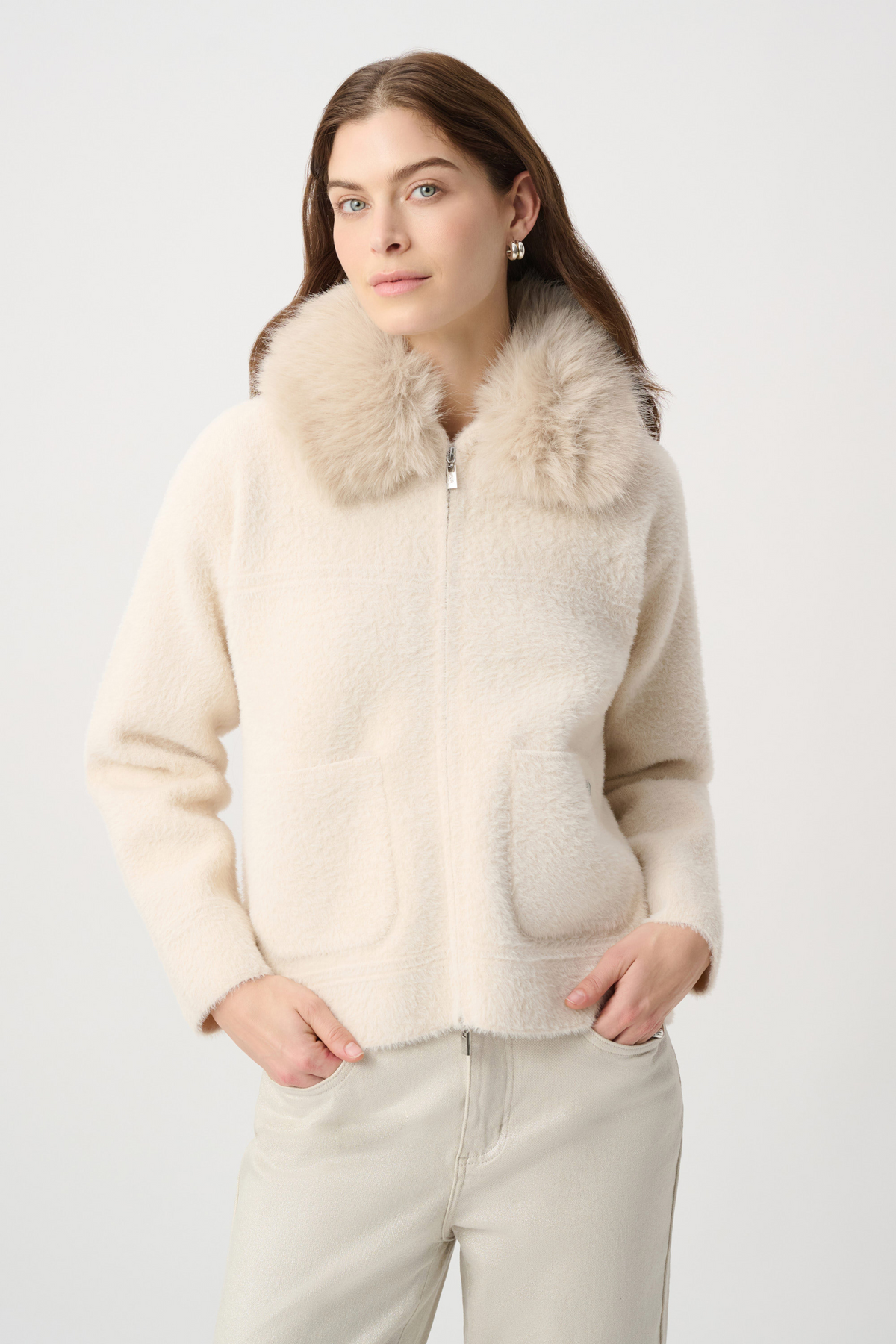 JR Detachable Faux Fur Collar Jacket 264920