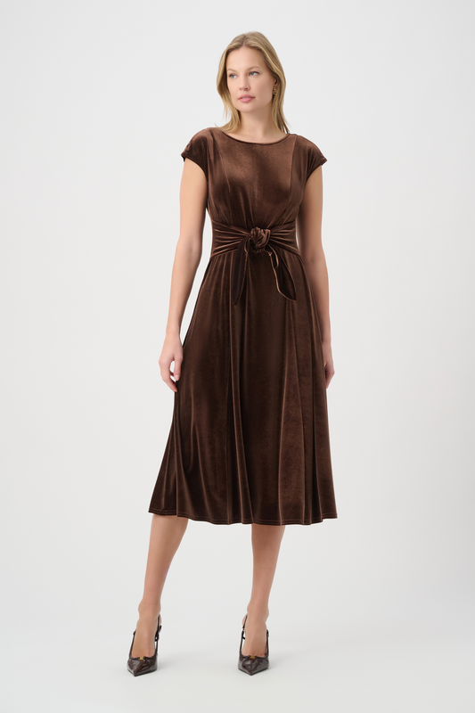 JR Velvet Fit & Flare Belted Dress 264209