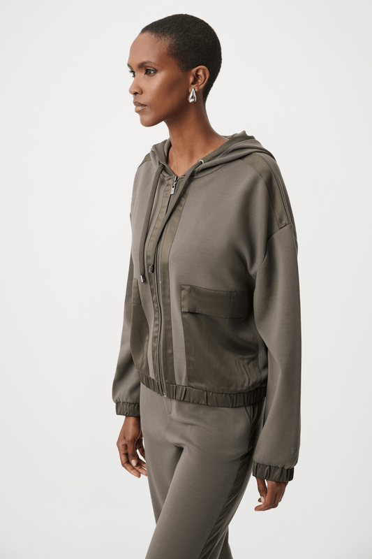 JR Scuba Jersey and Satin Hooded Boxy Jacket 263624