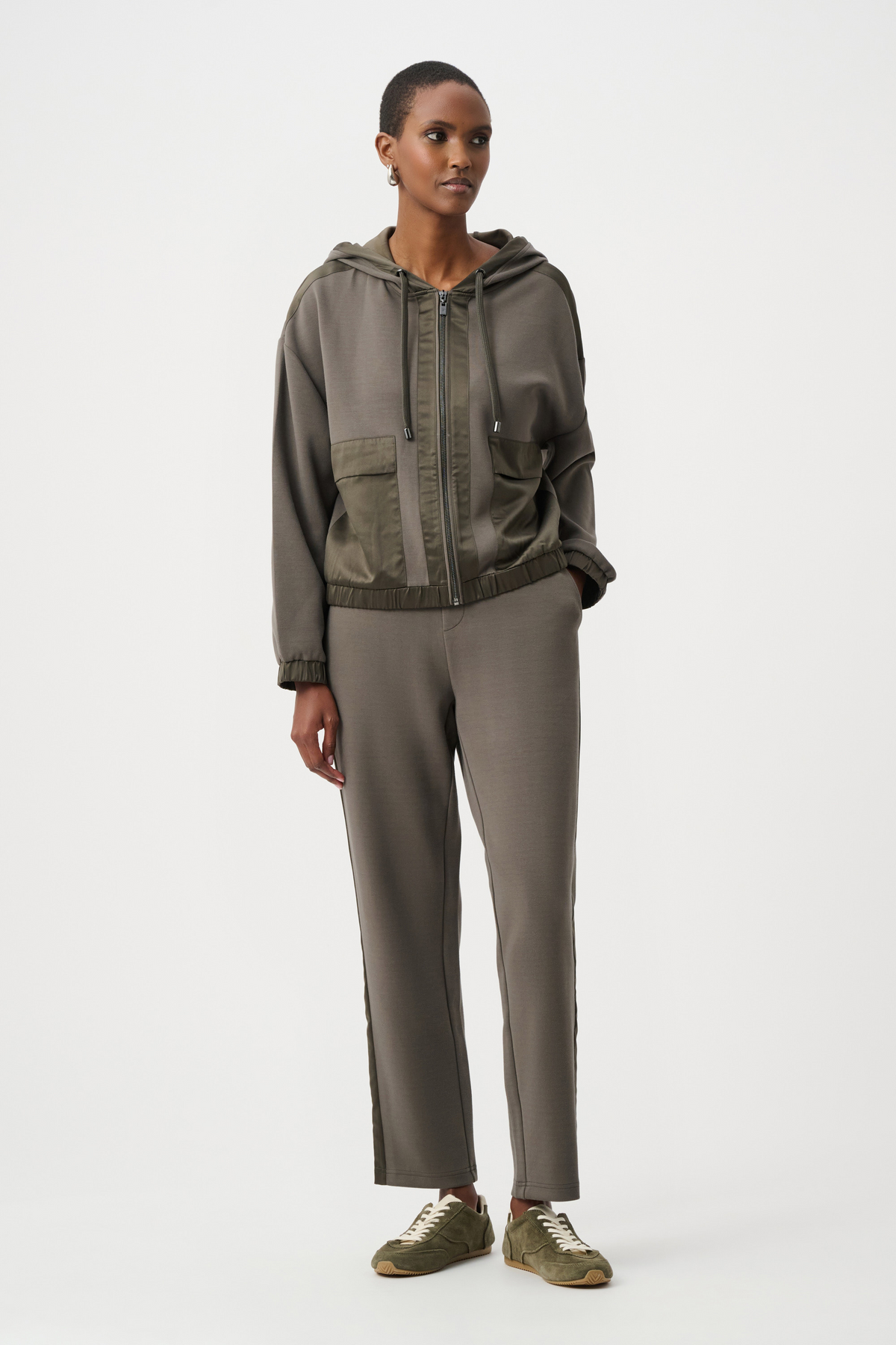 JR Scuba Jersey and Satin Hooded Boxy Jacket 263624