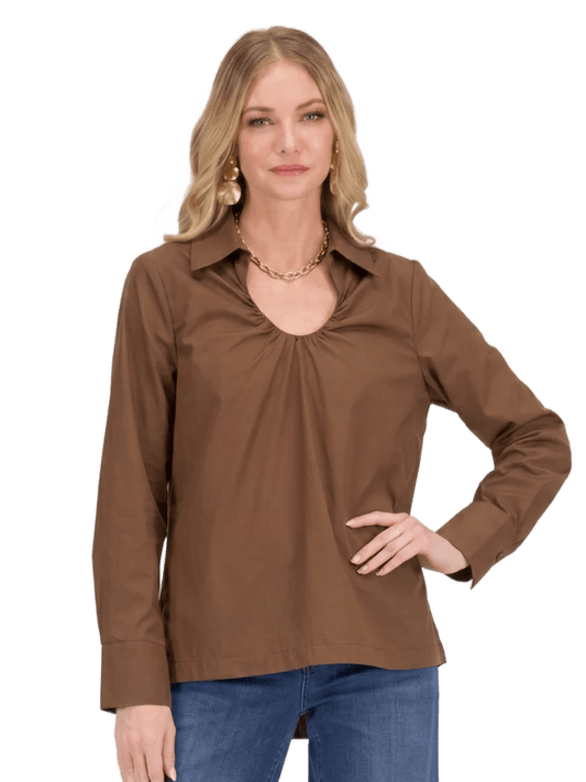 Jade Horseshoe Blouse Brown
