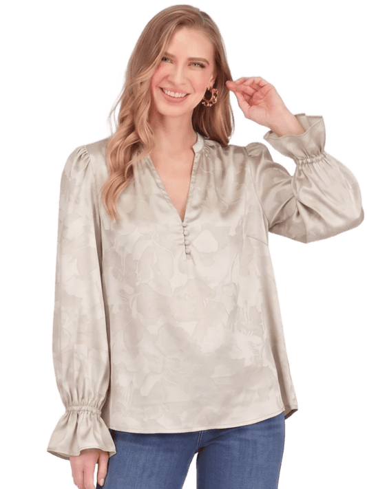 Joy Joy Split Neck Top Bone