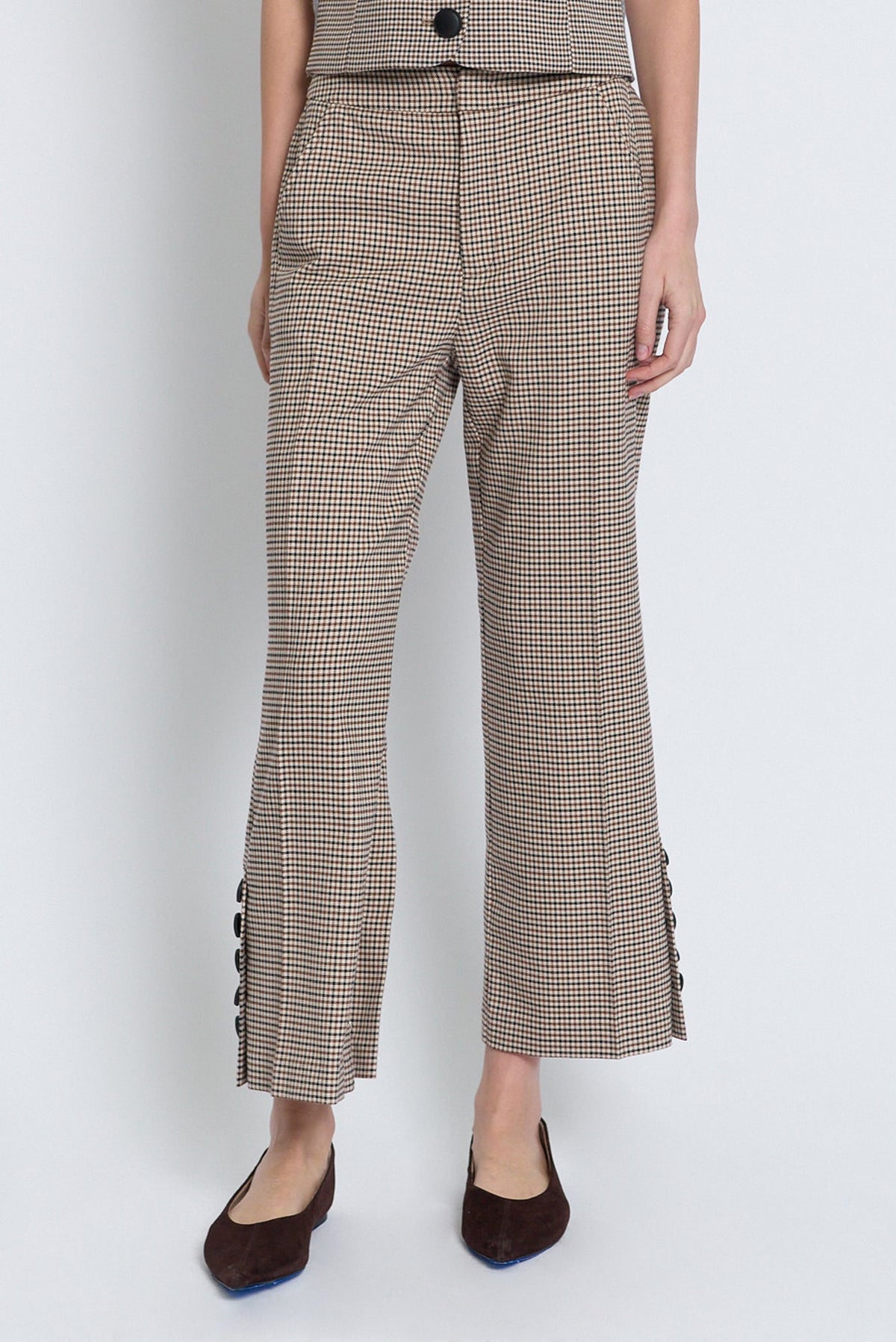 CPW Astor Cropped Check Pant Brown