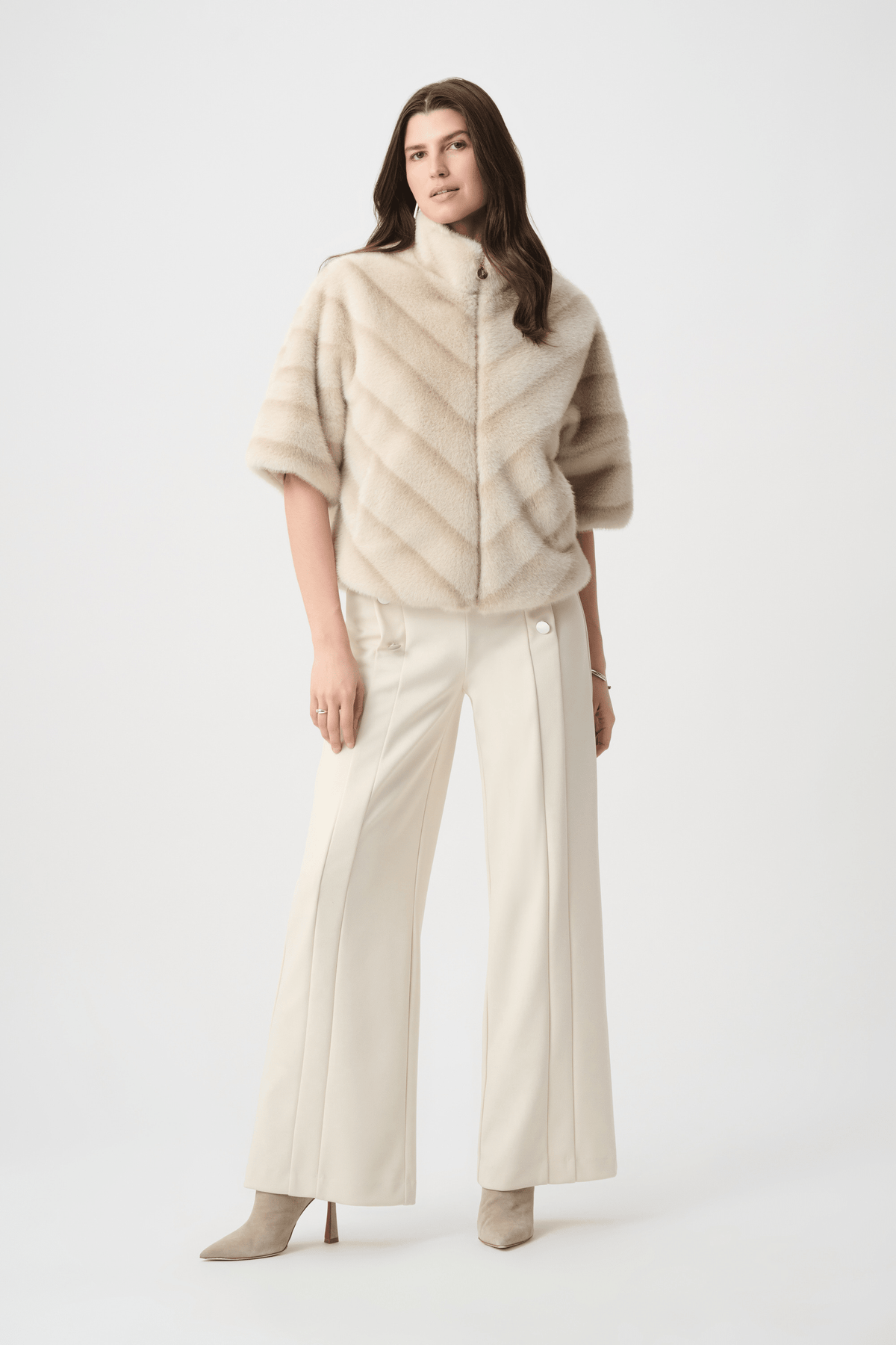 JR Chevron Print Faux Fur Jacket 264946 - AtelierJacket WomenJoseph Ribkoff