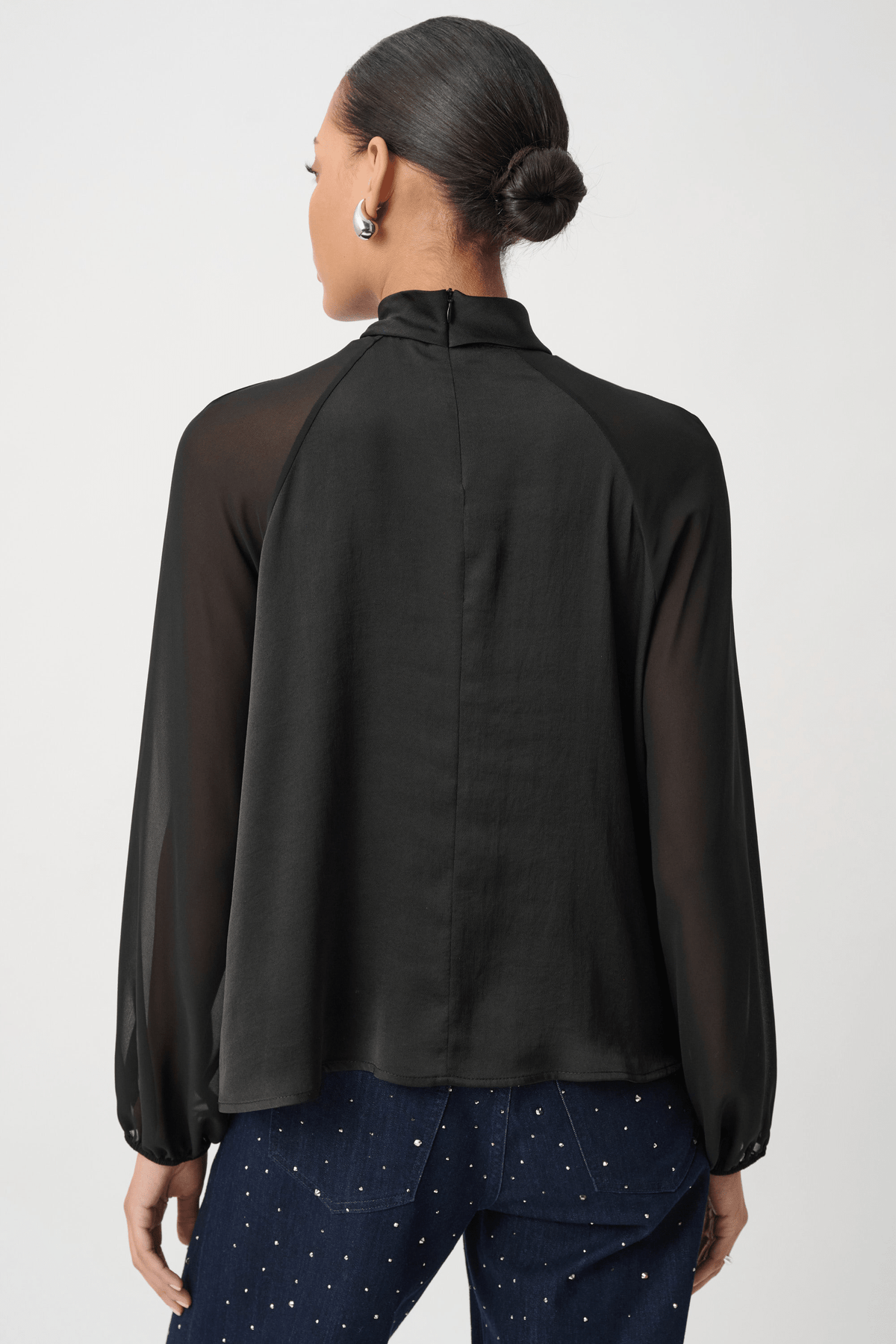 JR Satin Top with Chiffon Sleeves 264119 - AtelierTop WomenJoseph Ribkoff