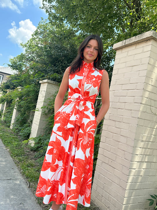 Jade Orange Blooms Wrap Dress