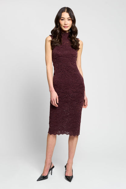 CPW Tessa Sleeveless Stretch Lace Turtleneck Black Cherry