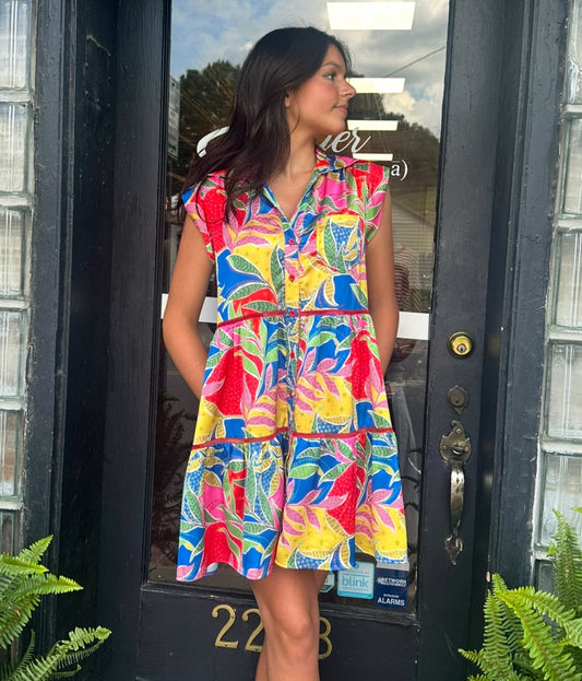 Joy Joy Pocket Tiered Shirt Dress