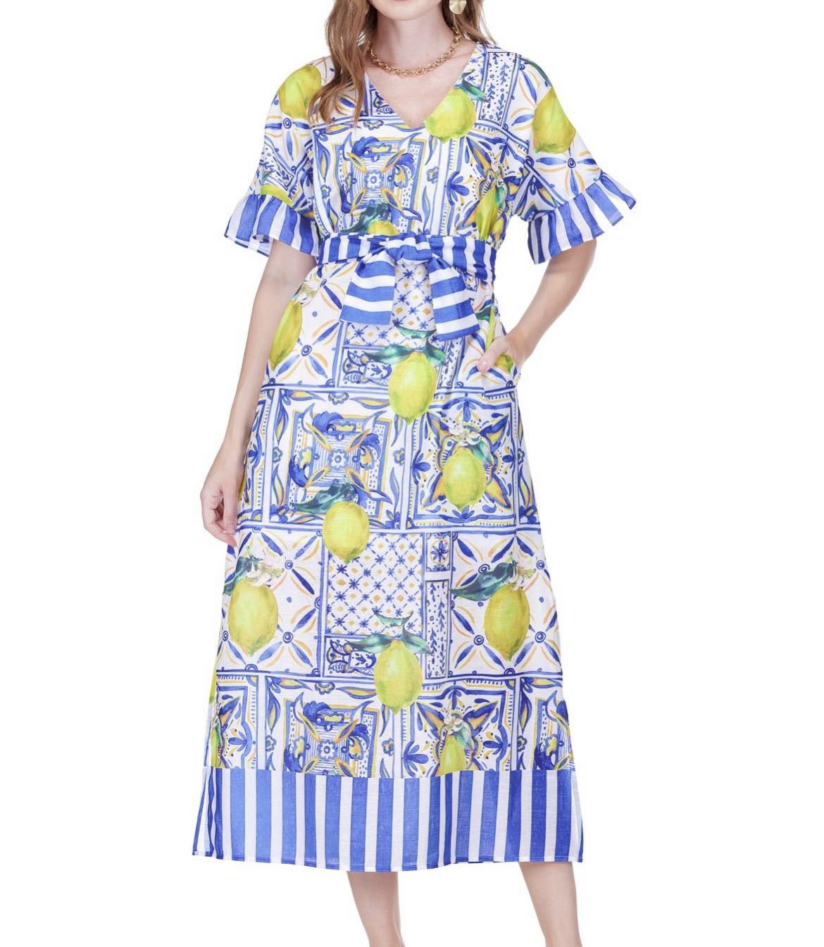 JADE Lemon Tiles Dress