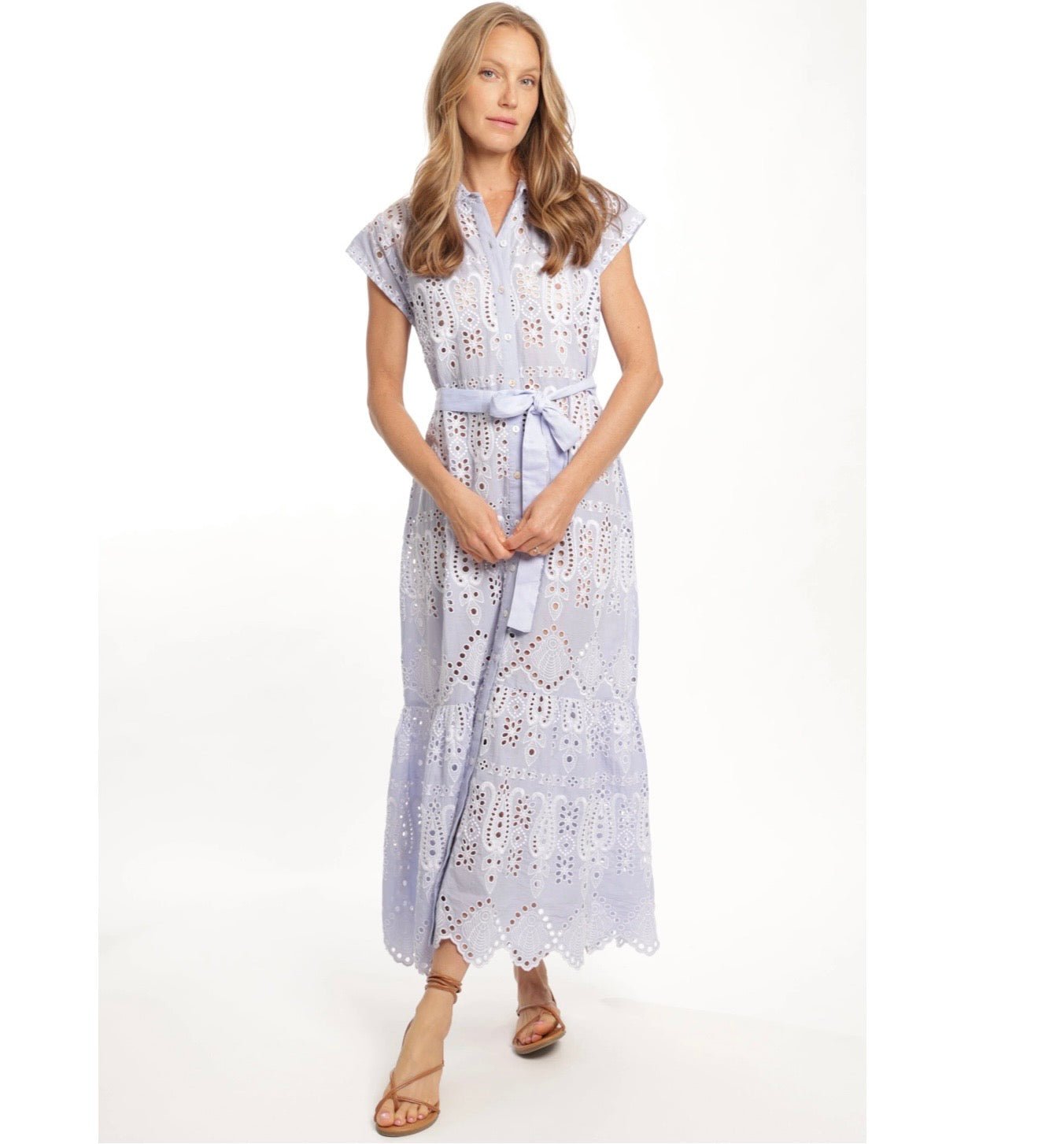 BIndu Ines Dress in Blue Eyelet
