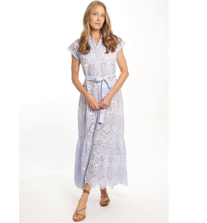 BIndu Ines Dress in Blue Eyelet