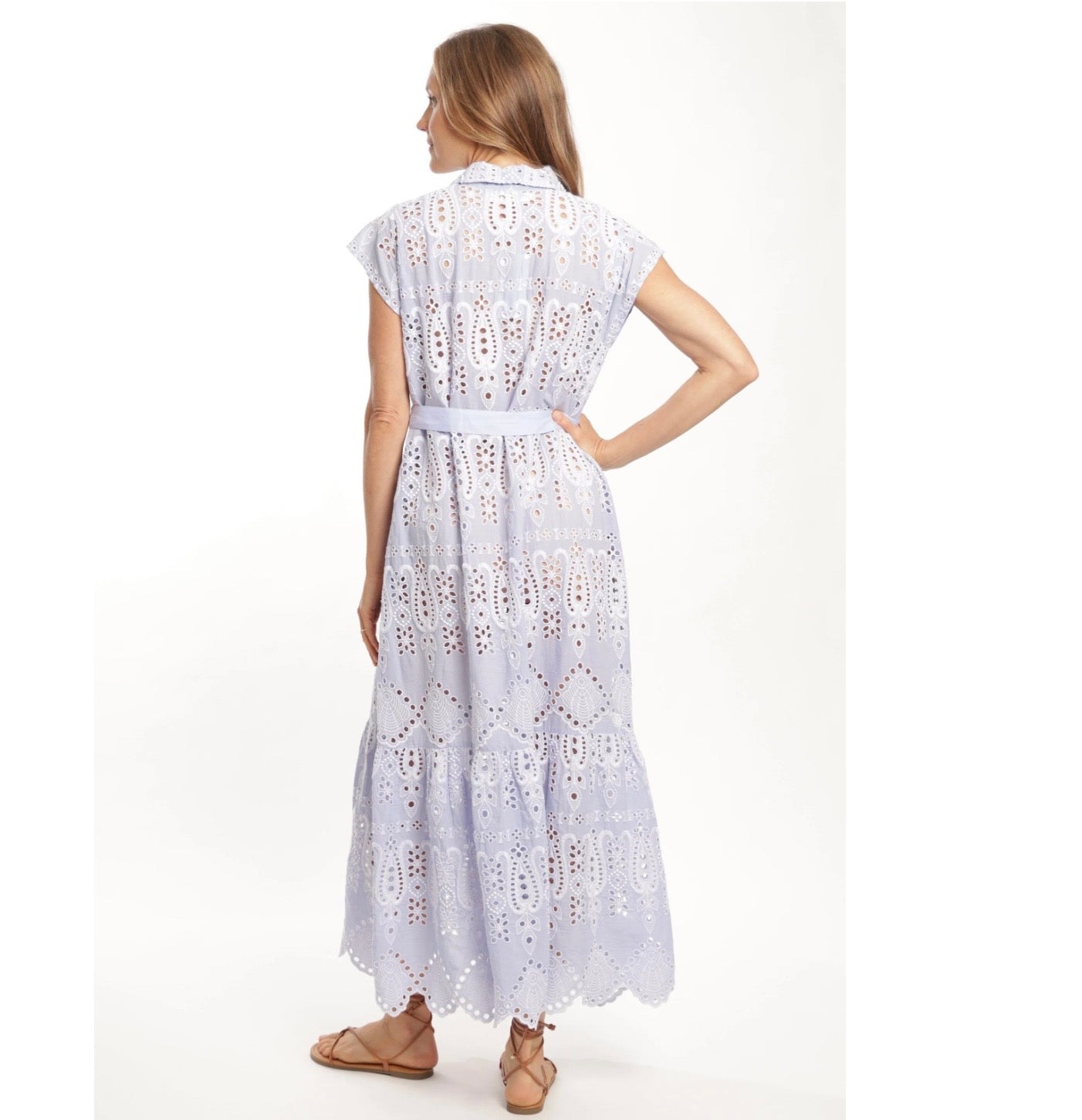 BIndu Ines Dress in Blue Eyelet