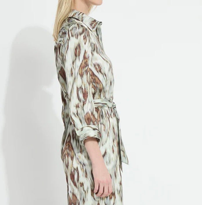 Lysse Dahlia Belted Satin Wide Leg Jumpsuit in Woodland Paisley