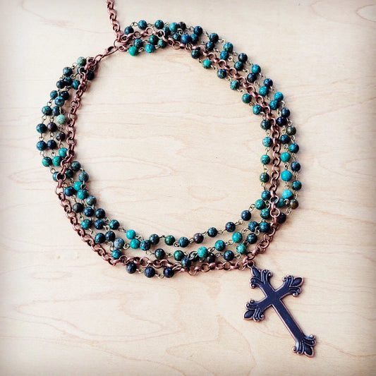 African Turquoise Beaded Collar Necklace