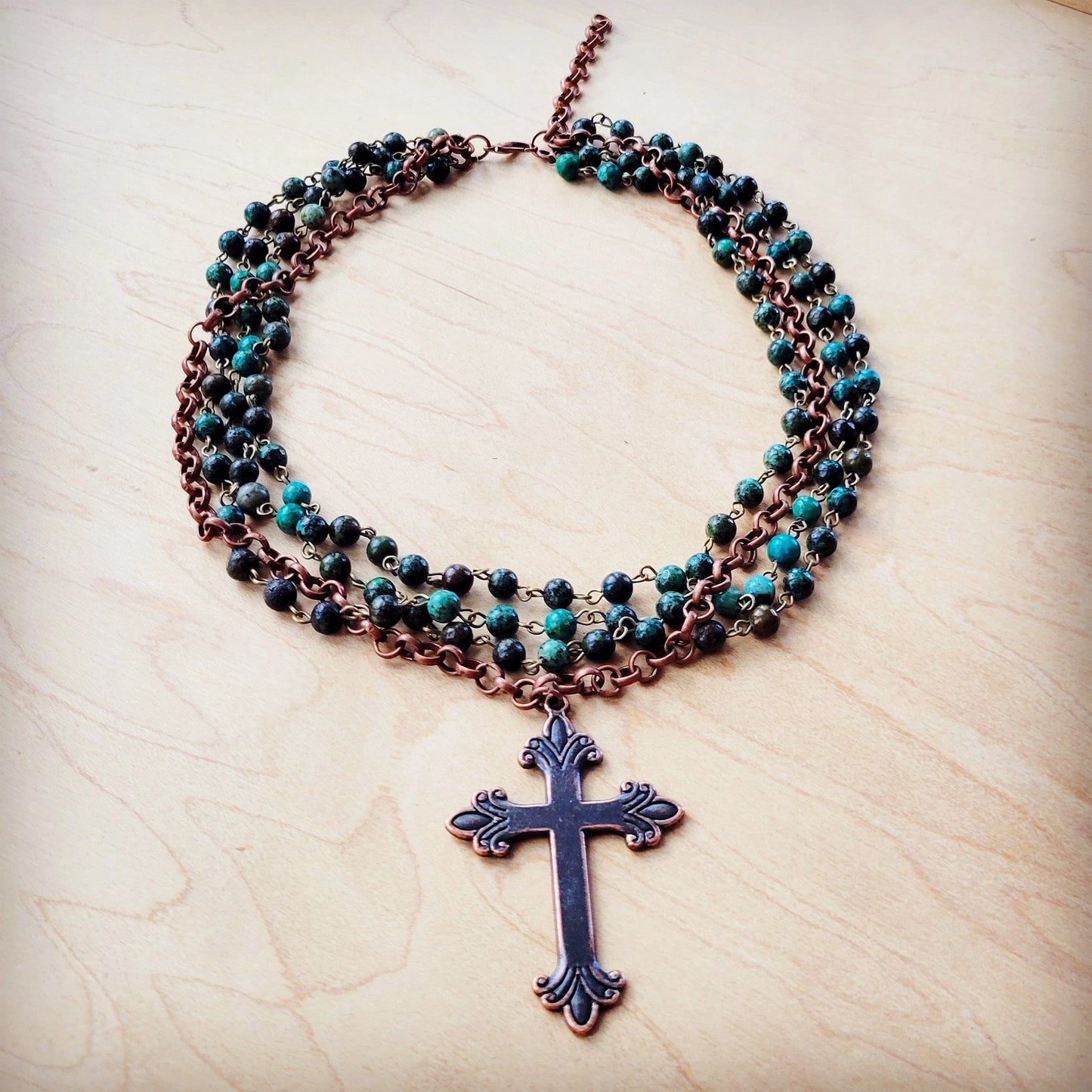 African Turquoise Beaded Collar Necklace