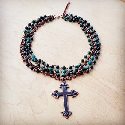 African Turquoise Beaded Collar Necklace