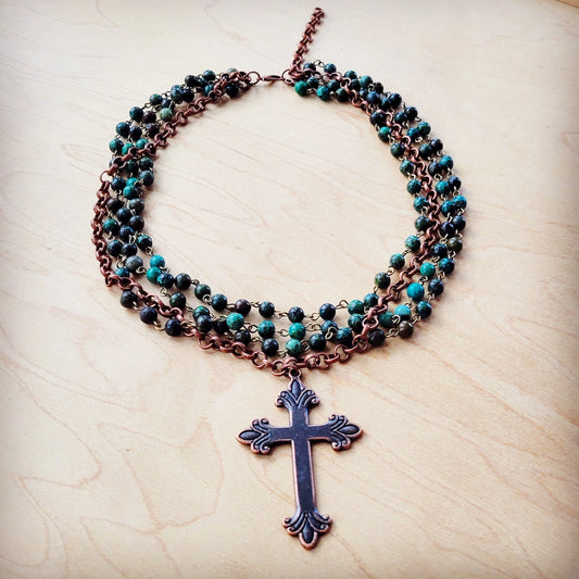 African Turquoise Beaded Collar Necklace