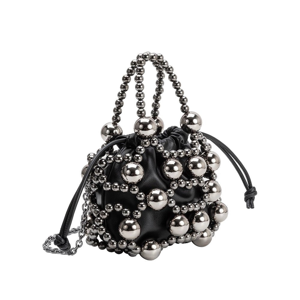 Bobby Black Vegan Beaded Handbag - AtelierBag WomenMelie Bianco