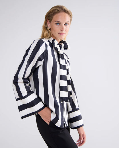 Summum Striped Blouse with Bow