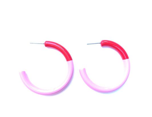 Accessory Jane Med Red/Pink Hoop Earrings