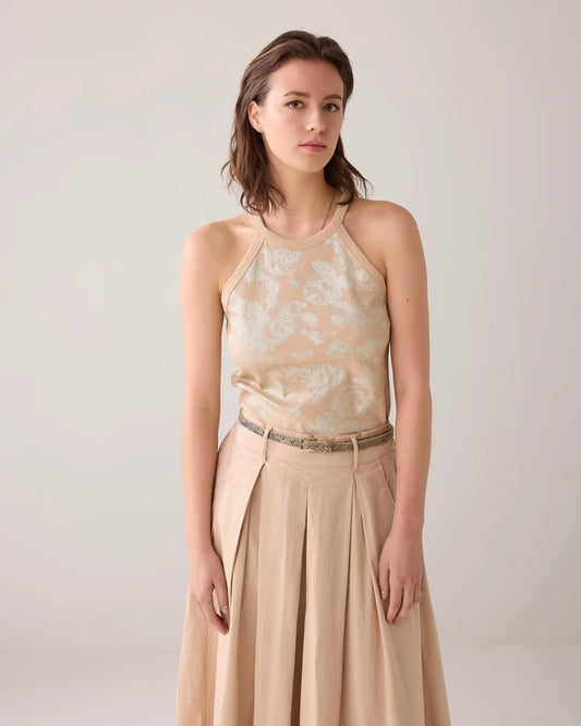 Summum Printed Rib Halter Top