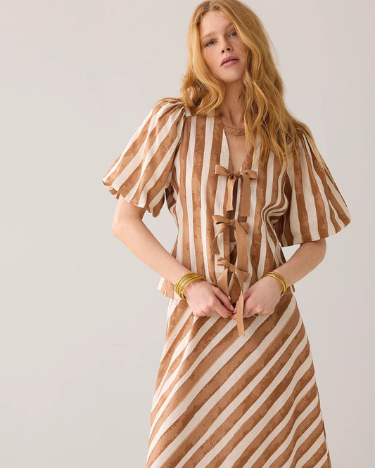 Summum Linen-Blend Stripe Blouse Jacket
