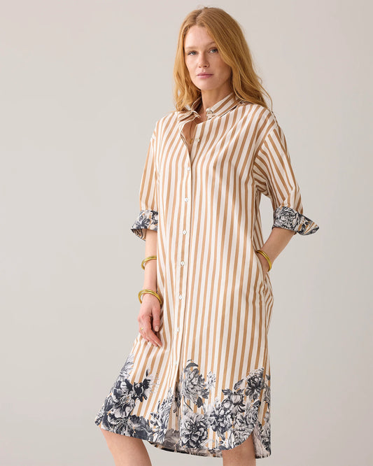 Summum Long Shirt Dress with Floral Detail