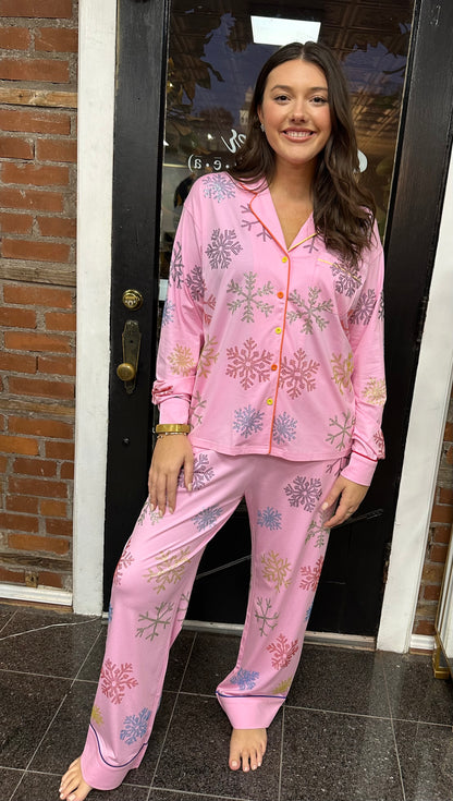 Queen of Sparkles Pink Snowflake Pajama Set